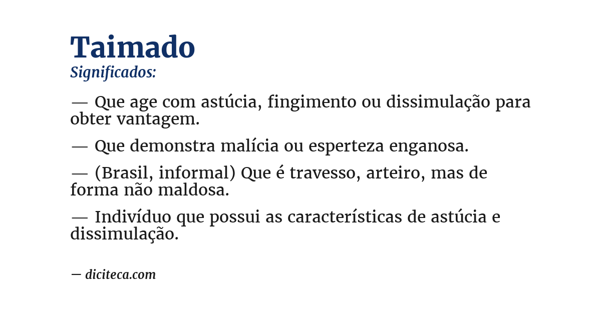 Significado de taimado