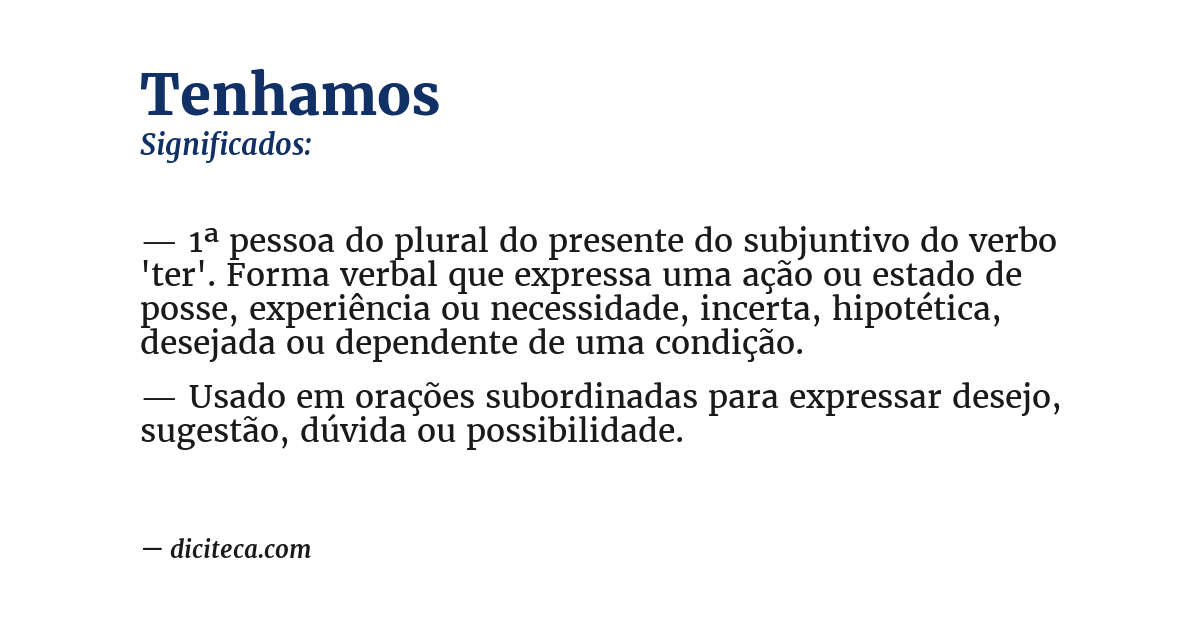 Significado de tenhamos