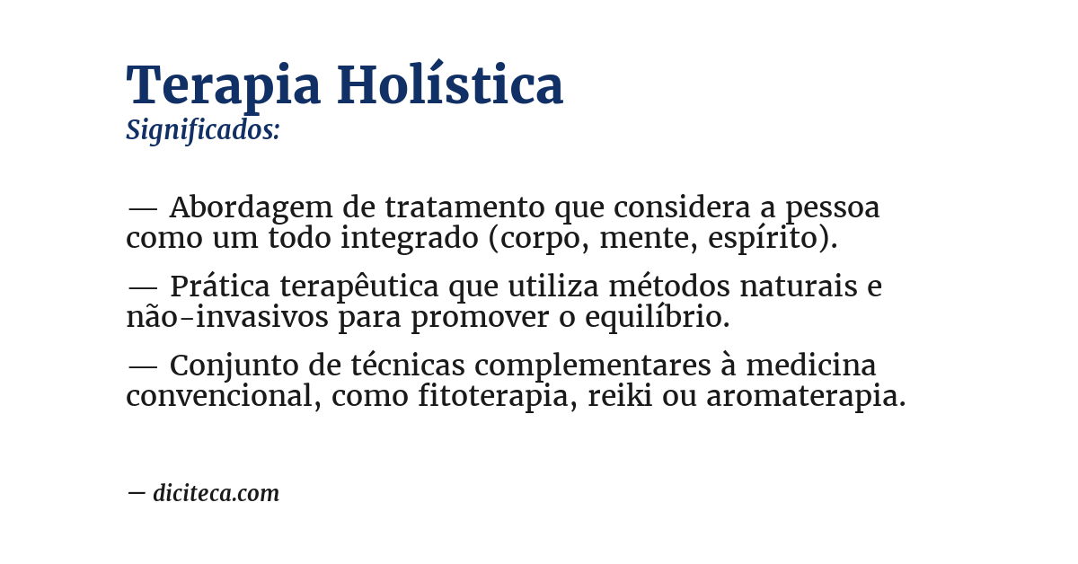 Significado de terapia holística