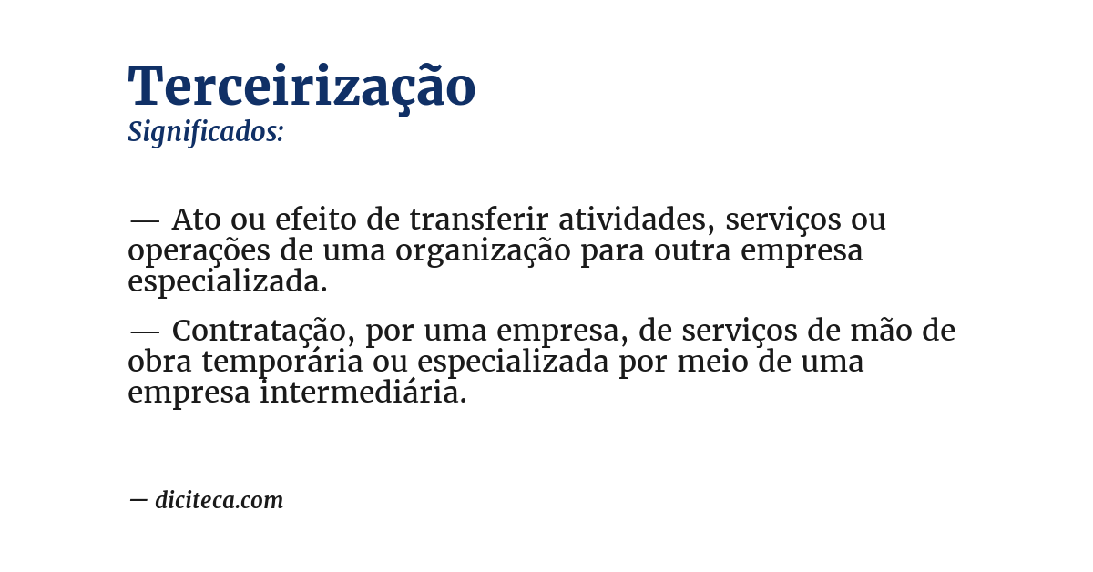 Significado de terceirização