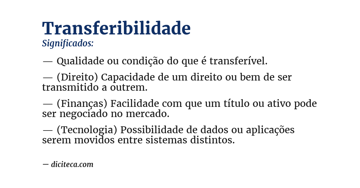 Significado de transferibilidade