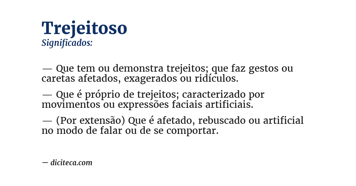 Significado de trejeitoso