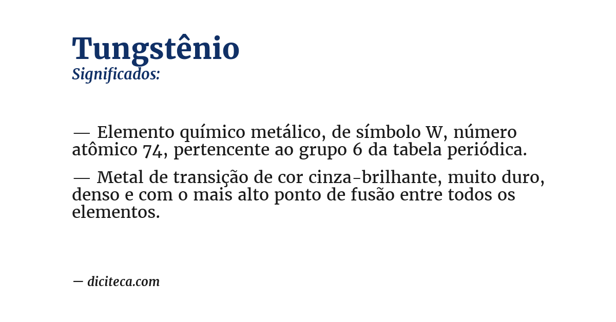 Significado de tungstênio