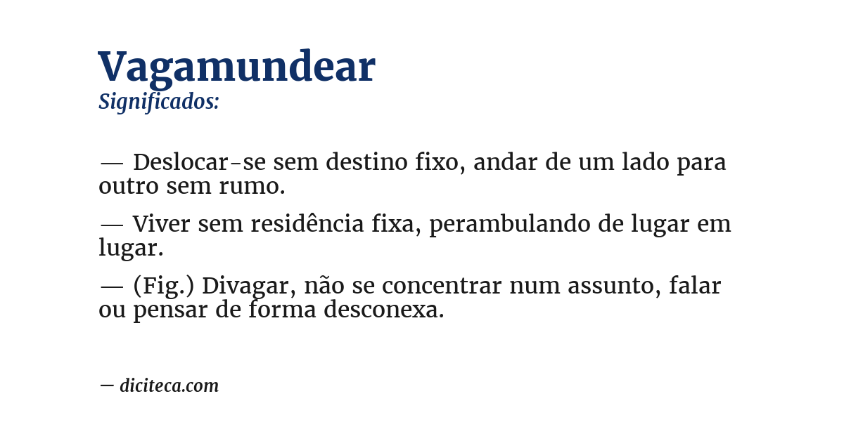 Significado de vagamundear
