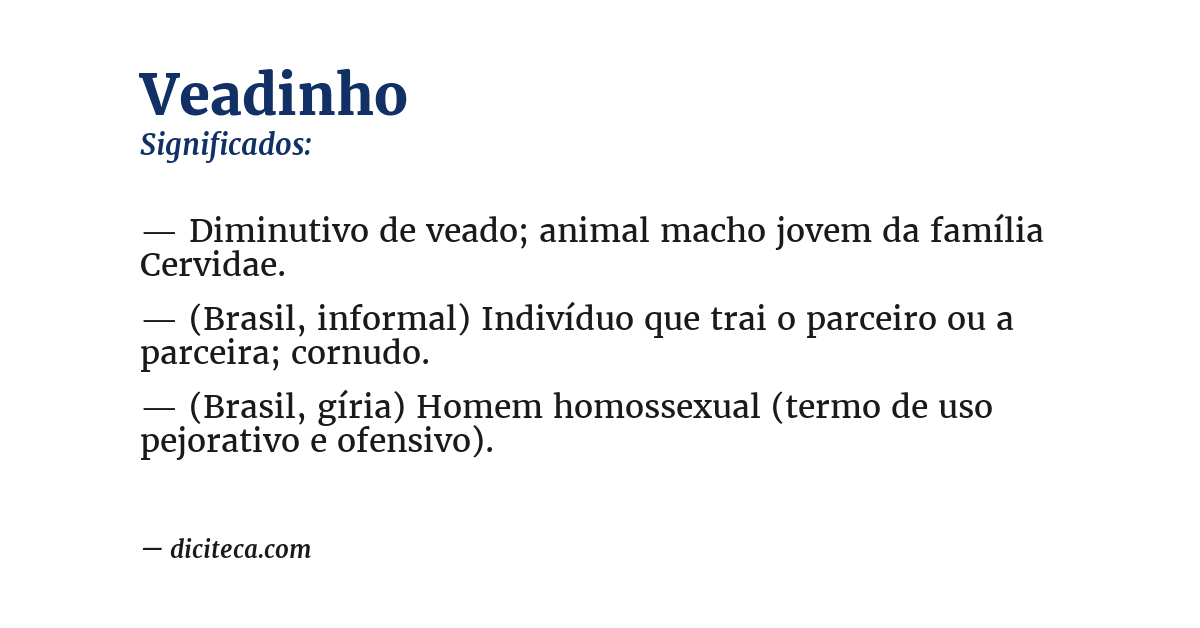 Significado de veadinho