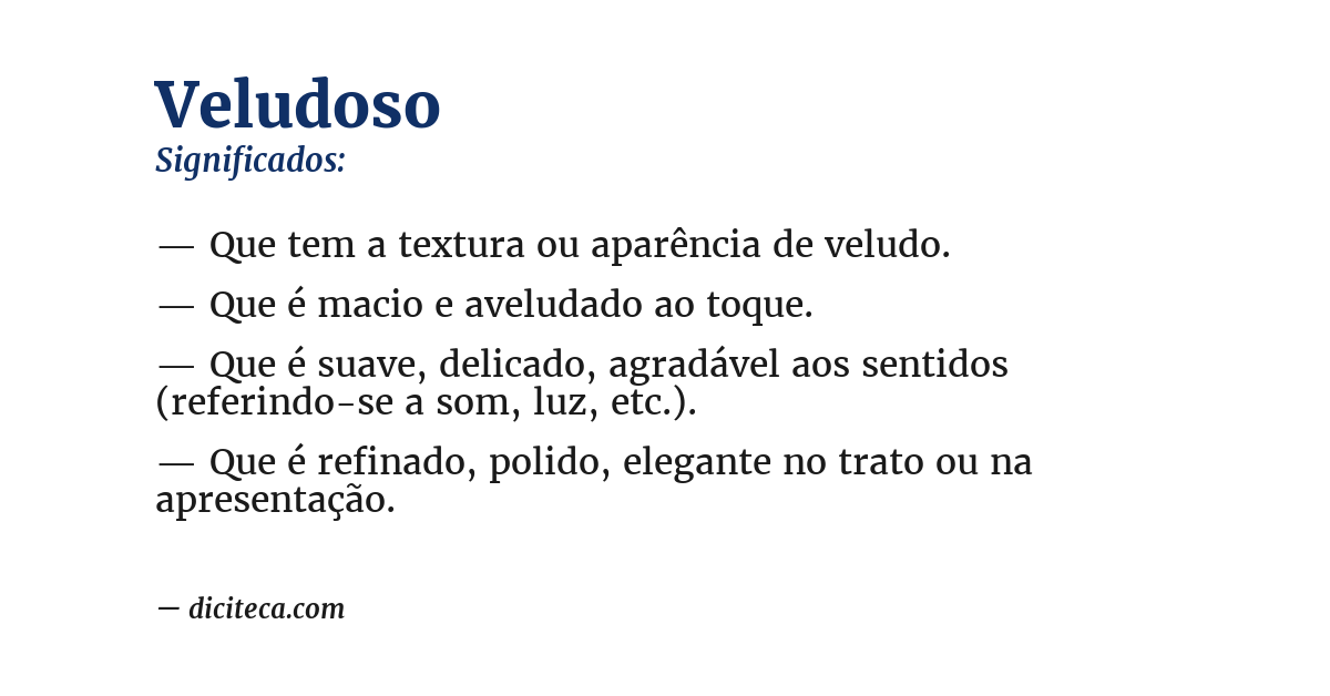 Significado de veludoso