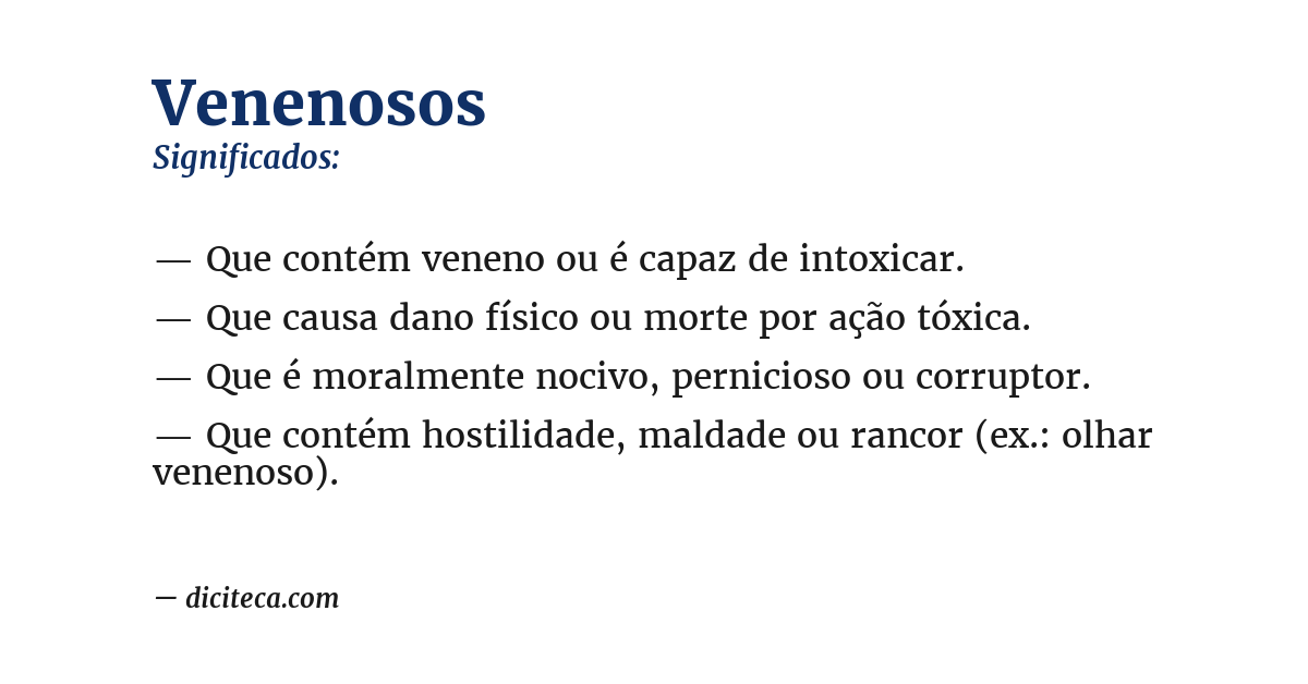 Significado de venenosos