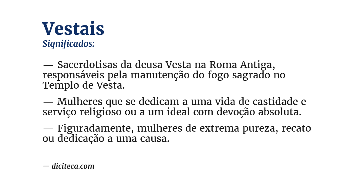 Significado de vestais