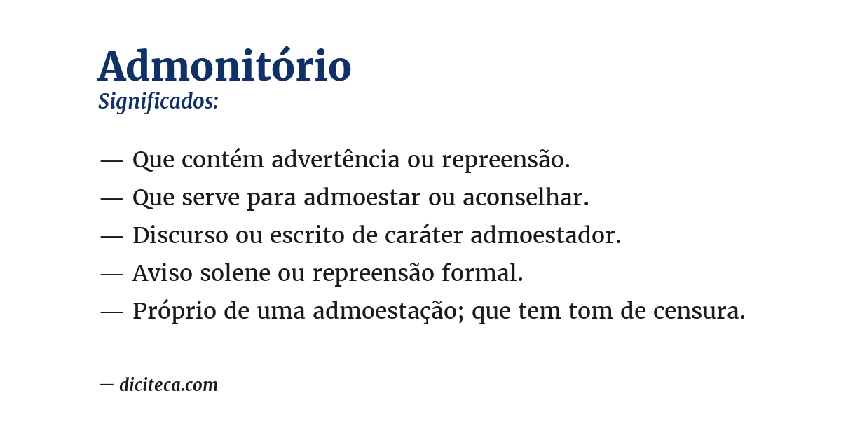 Significado de admonitório