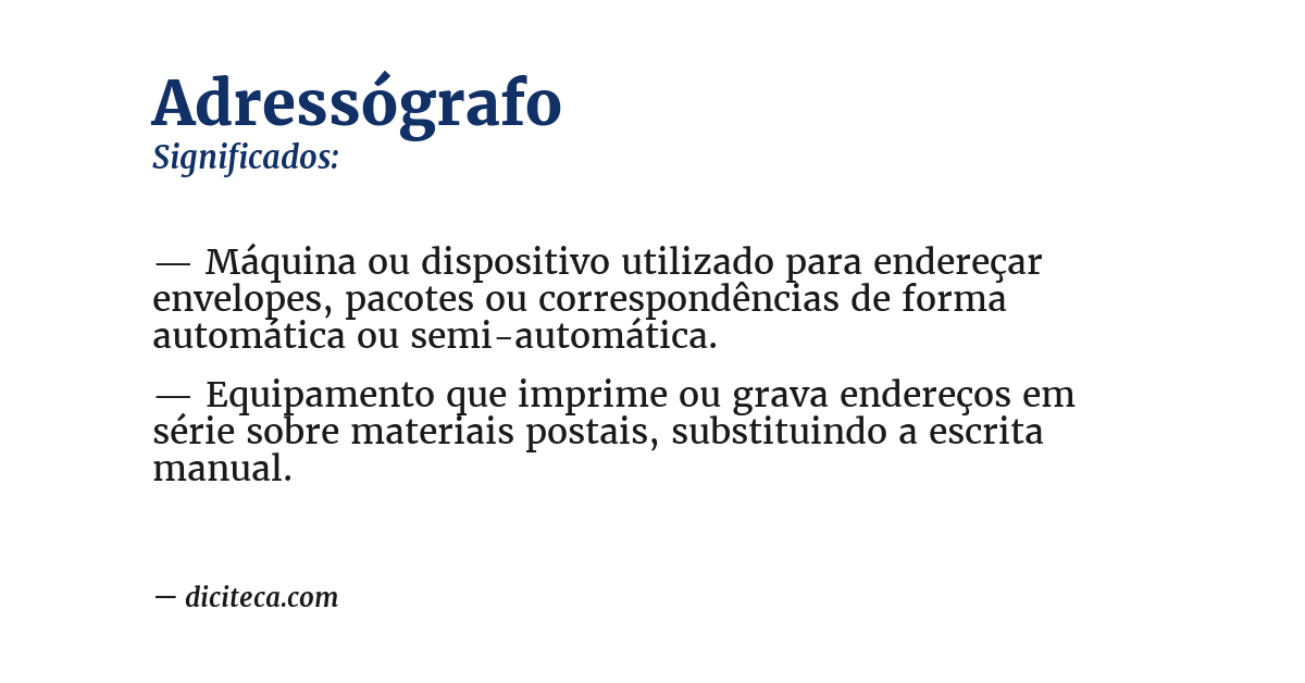 Significado de adressógrafo