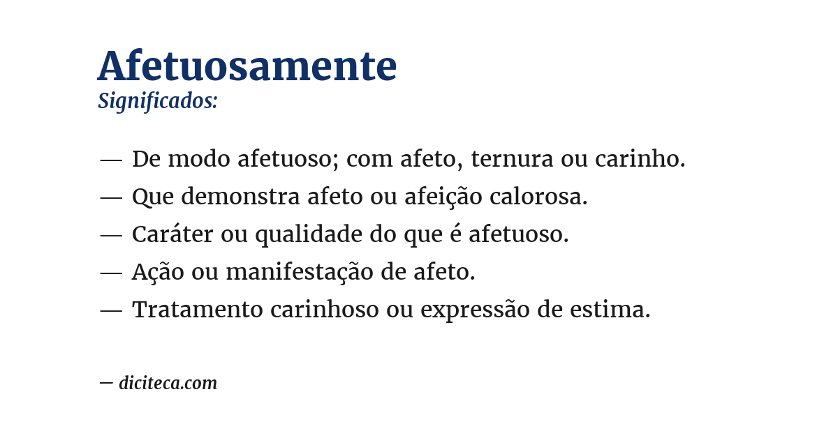 Significado de afetuosamente