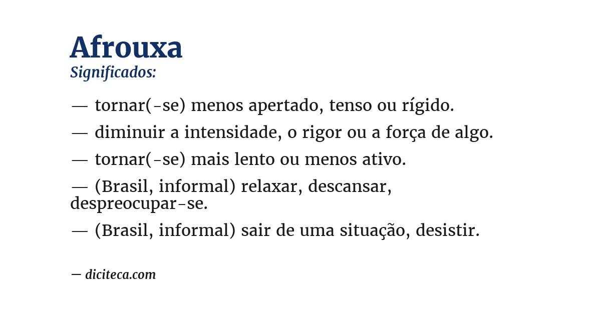 Significado de afrouxa