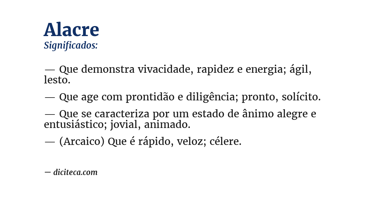 Significado de alacre