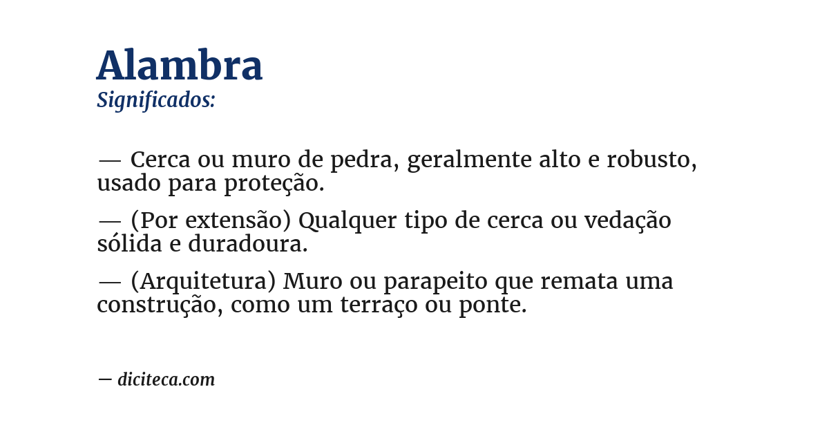 Significado de alambra