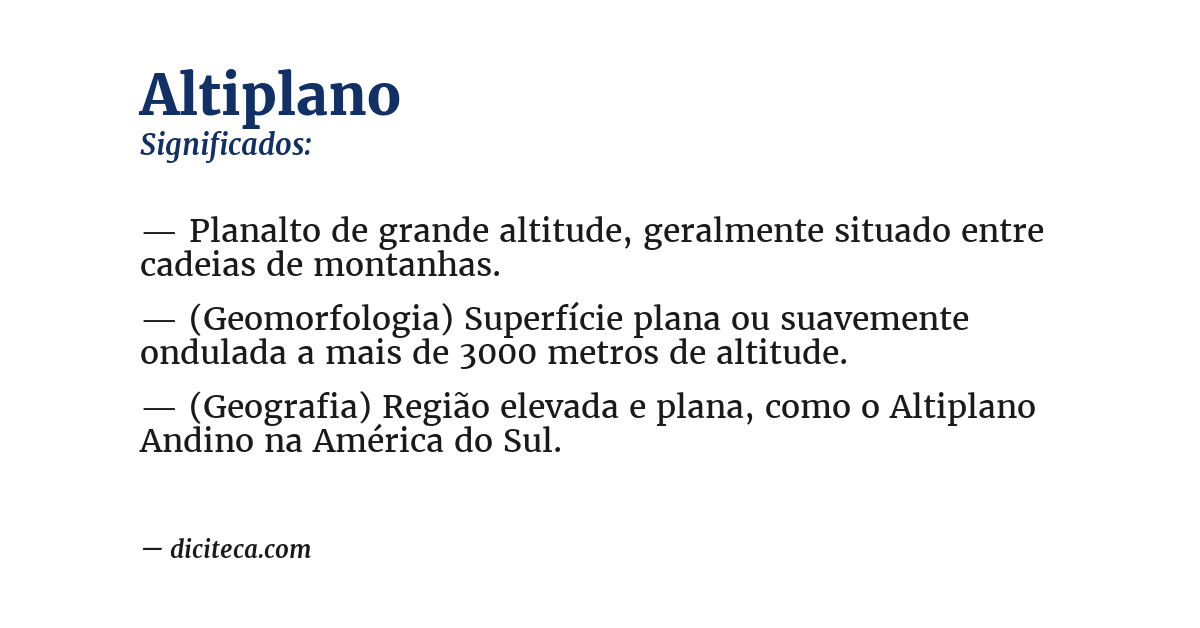 Significado de altiplano