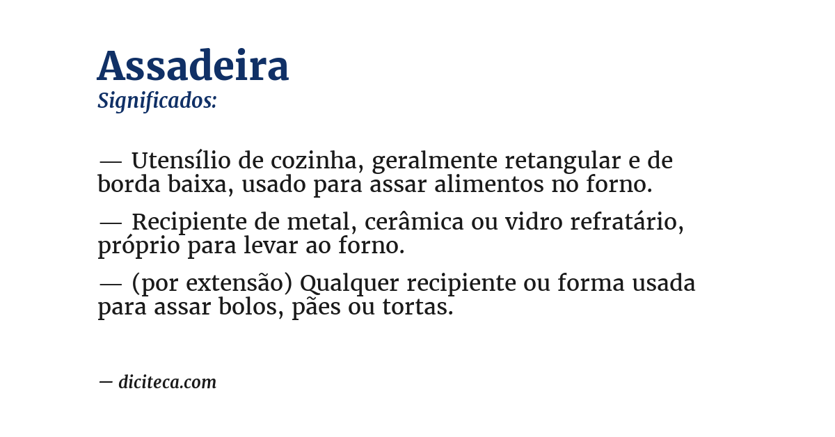 Significado de assadeira
