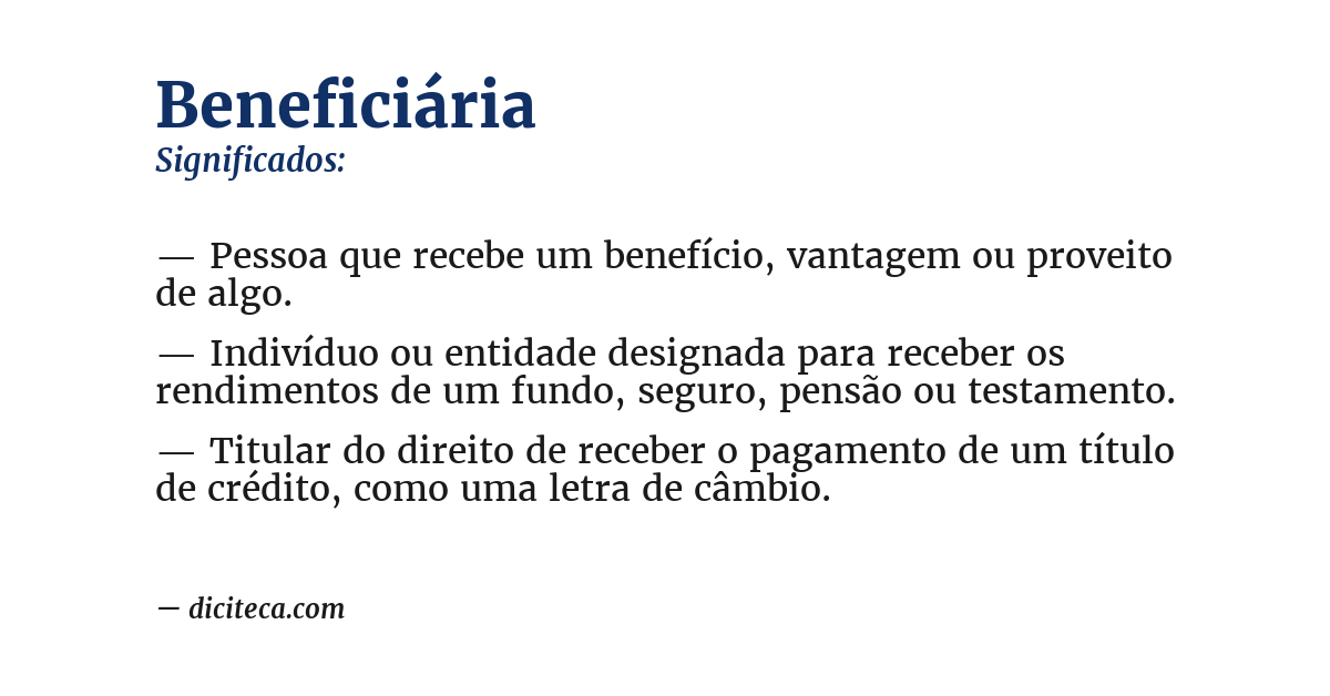 Significado de beneficiária