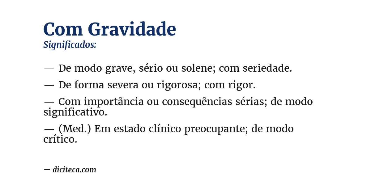 Significado de com gravidade