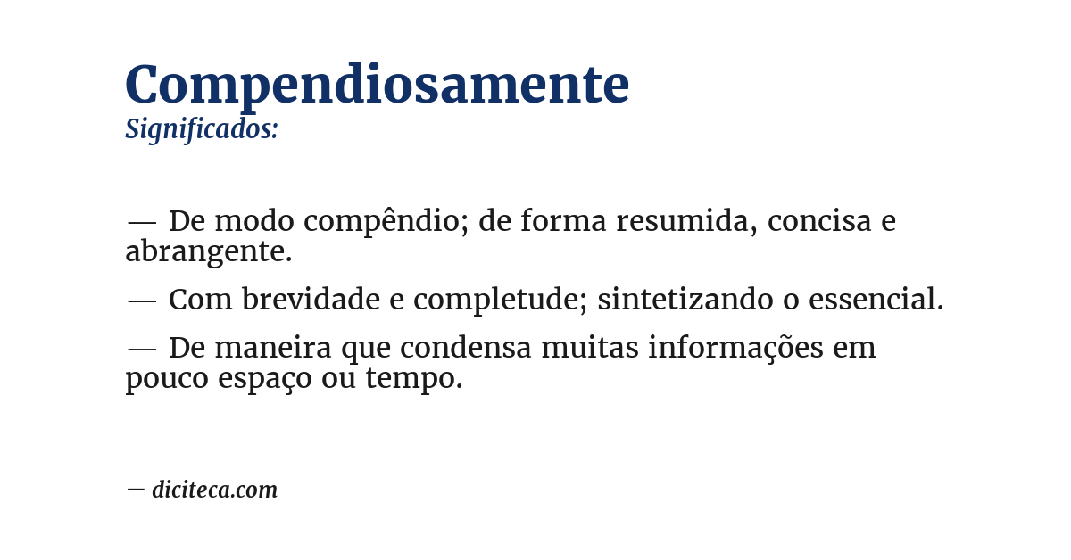 Significado de compendiosamente