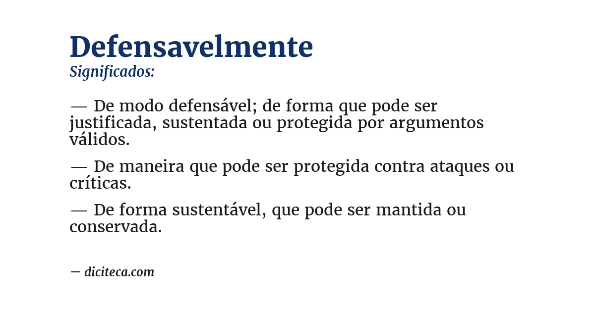 Significado de defensavelmente