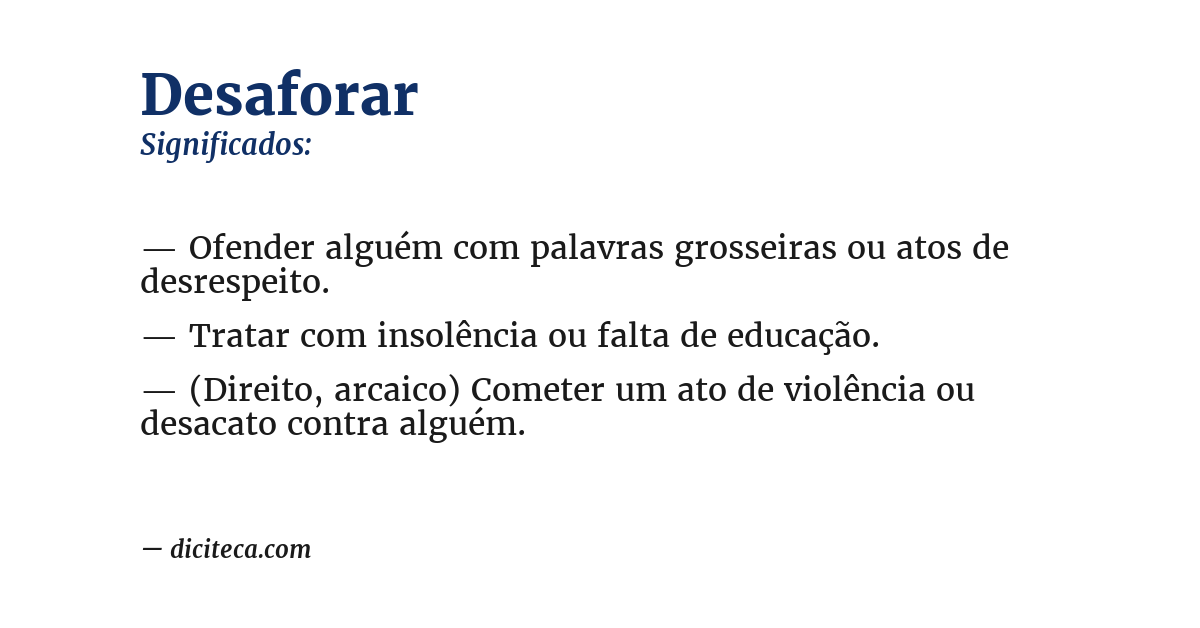 Significado de desaforar
