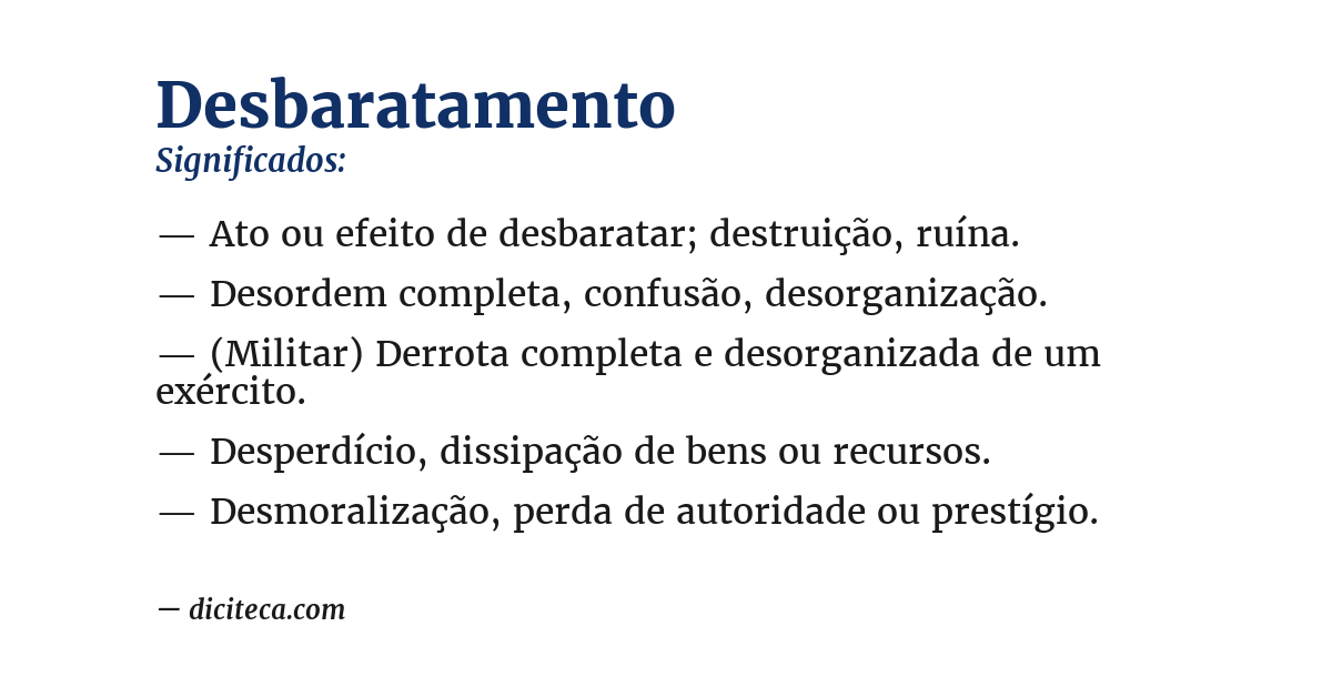 Significado de desbaratamento