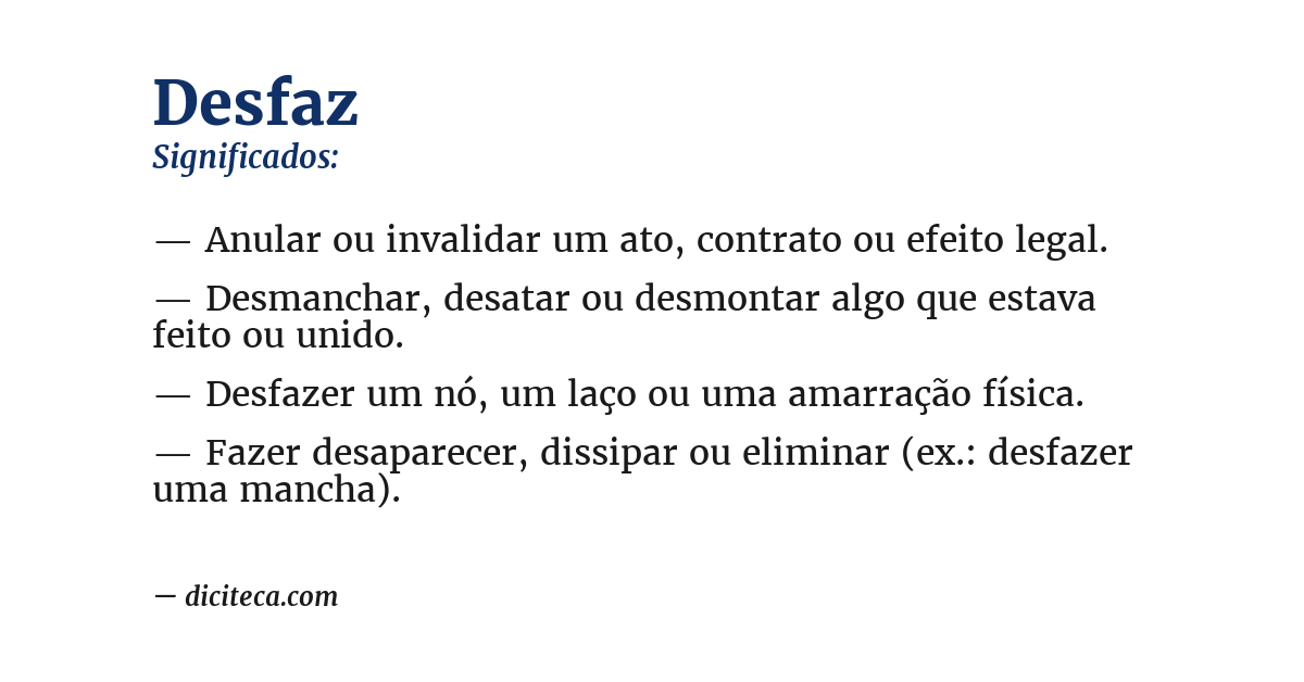 Significado de desfaz