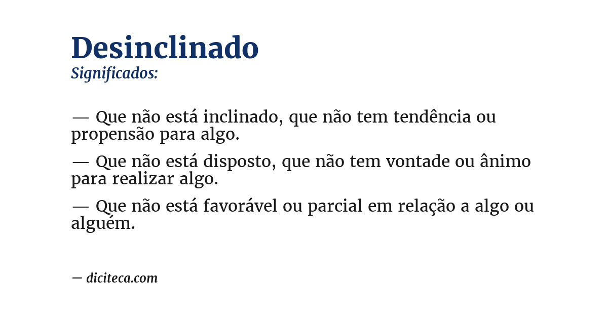 Significado de desinclinado