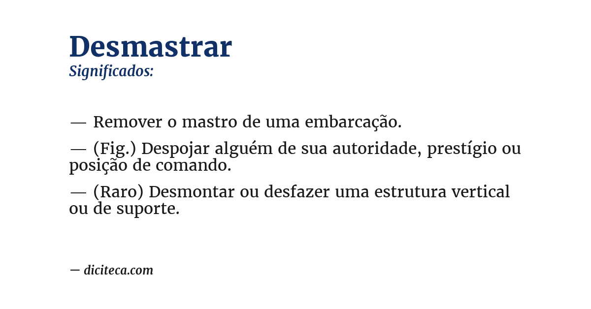 Significado de desmastrar
