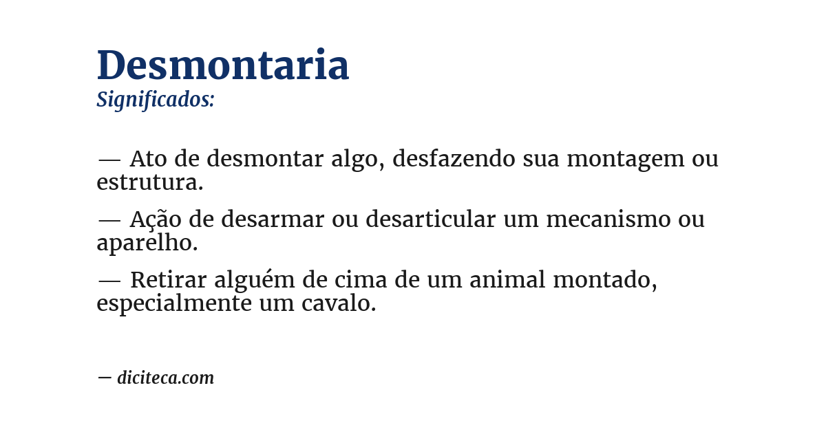 Significado de desmontaria