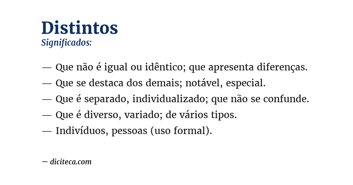 Significado de distintos