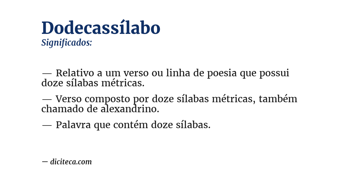 Significado de dodecassílabo