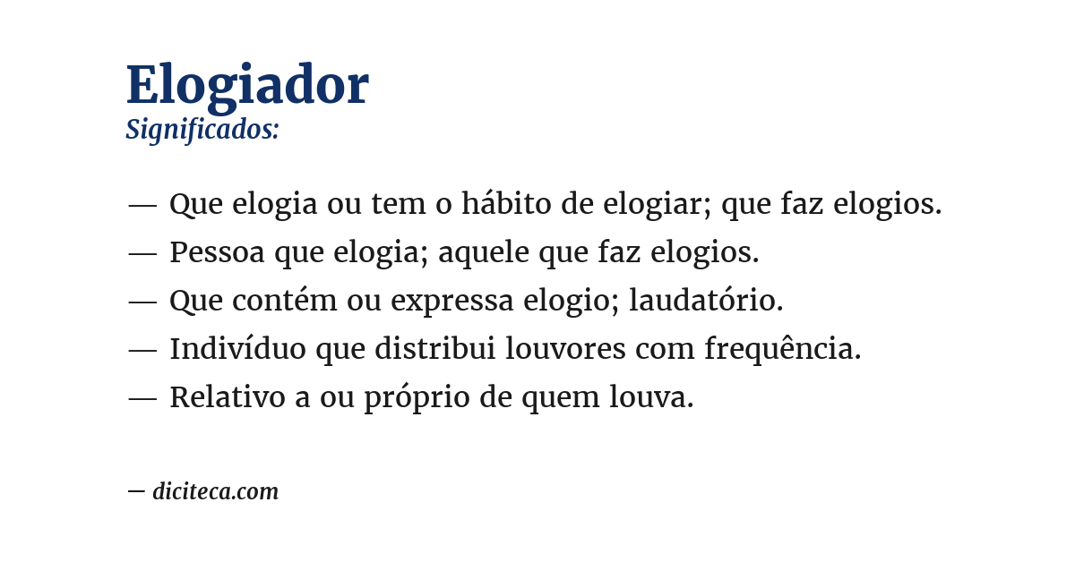 Significado de elogiador