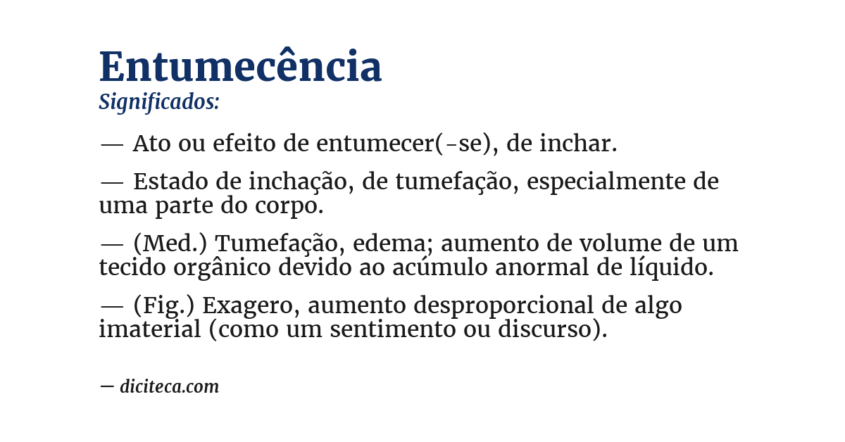 Significado de entumecência