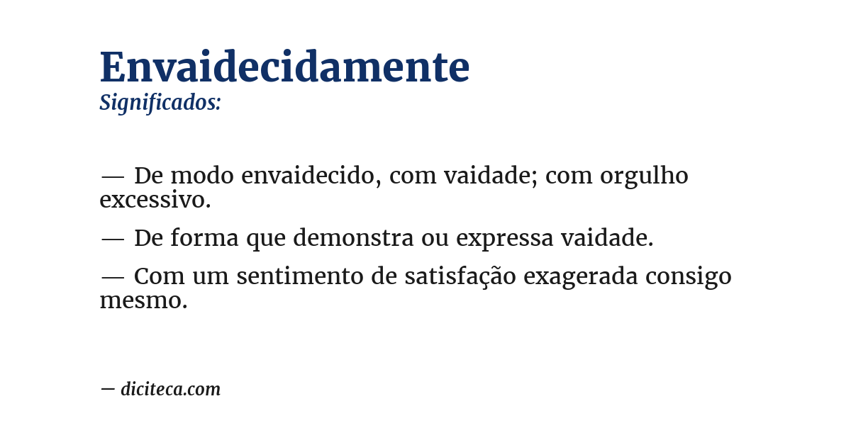Significado de envaidecidamente