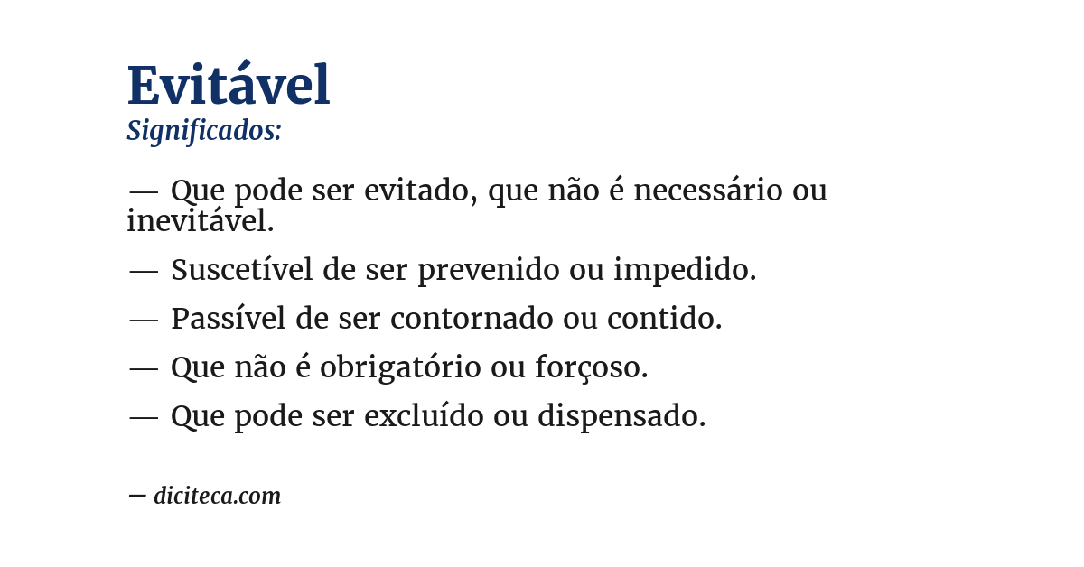 Significado de evitável