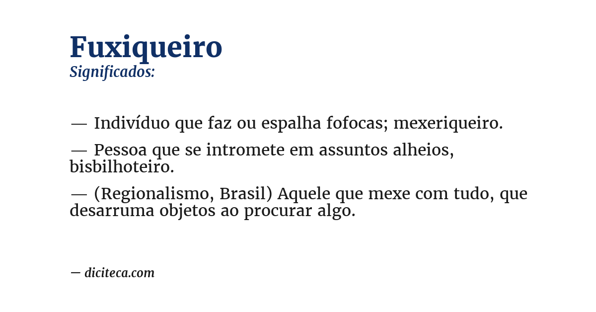 Significado de fuxiqueiro