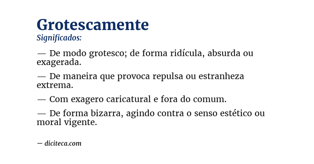 Significado de grotescamente
