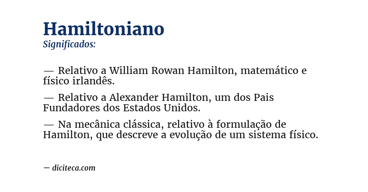 Significado de hamiltoniano