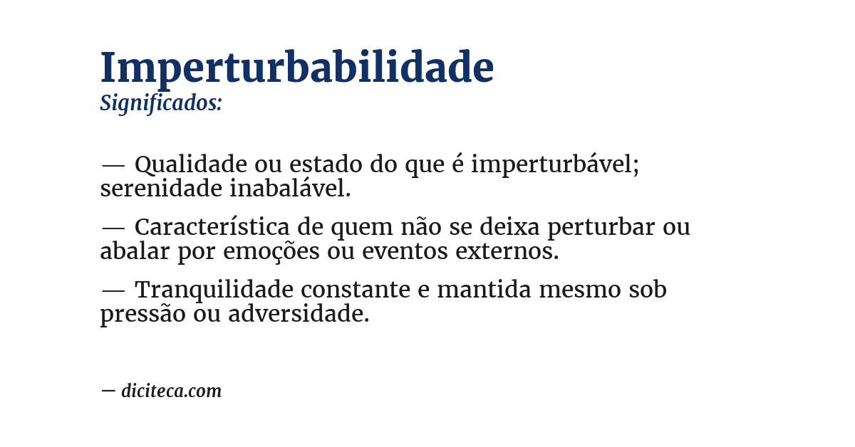 Significado de imperturbabilidade