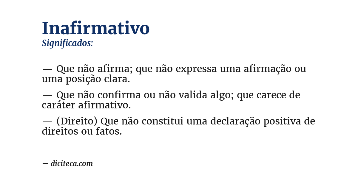Significado de inafirmativo