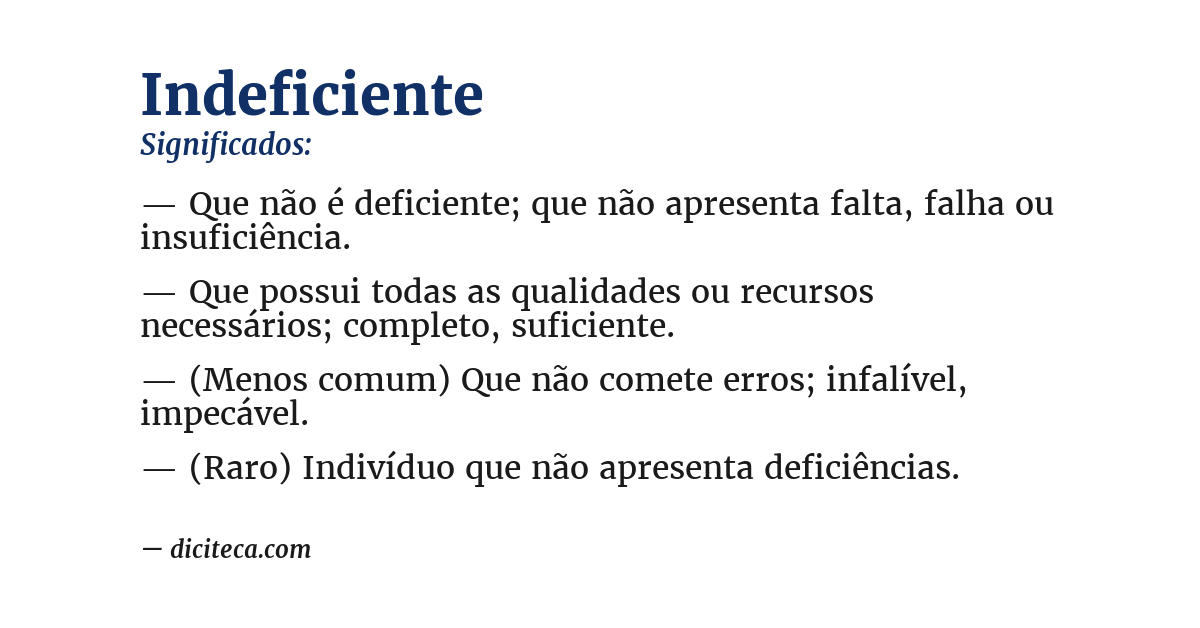 Significado de indeficiente