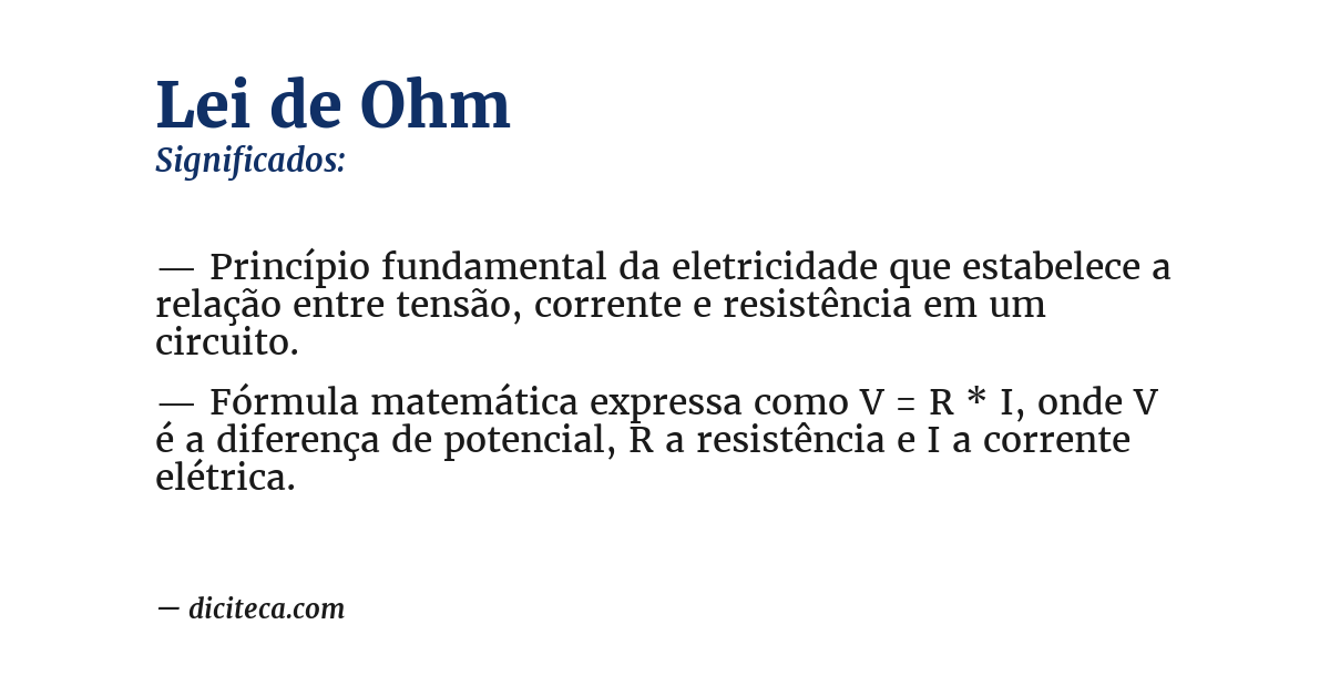 Significado de lei de ohm