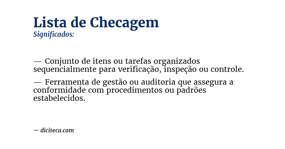 Significado de lista de checagem