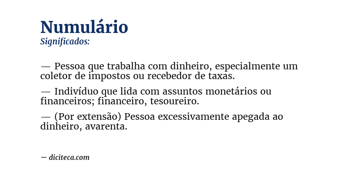Significado de numulário