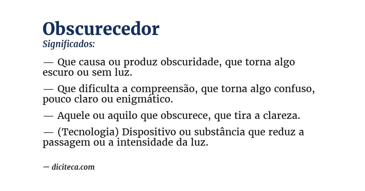 Significado de obscurecedor