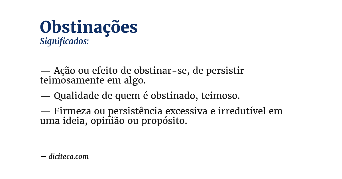 Significado de obstinações