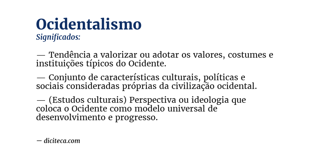 Significado de ocidentalismo