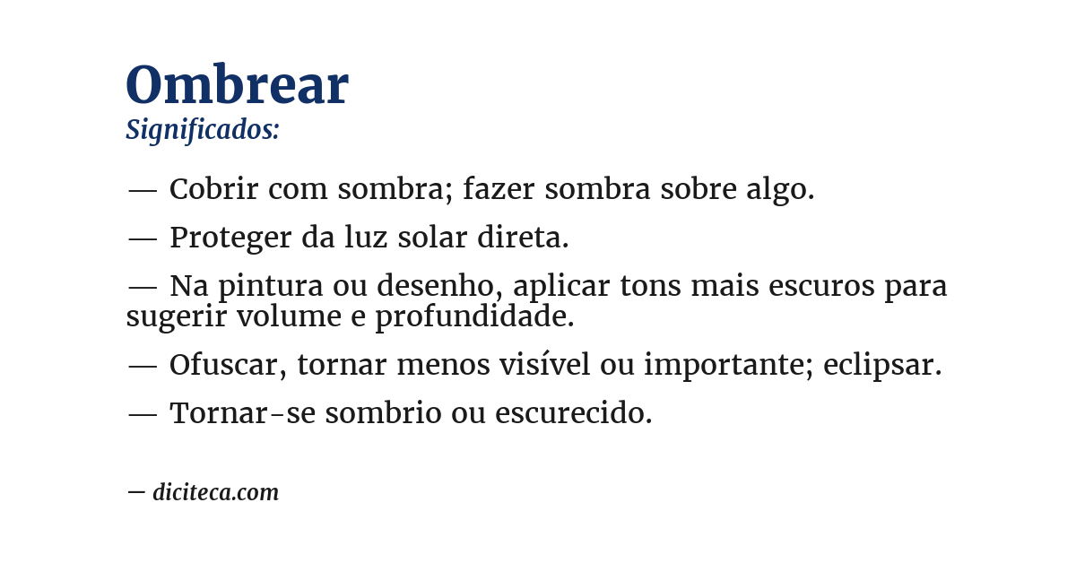 Significado de ombrear