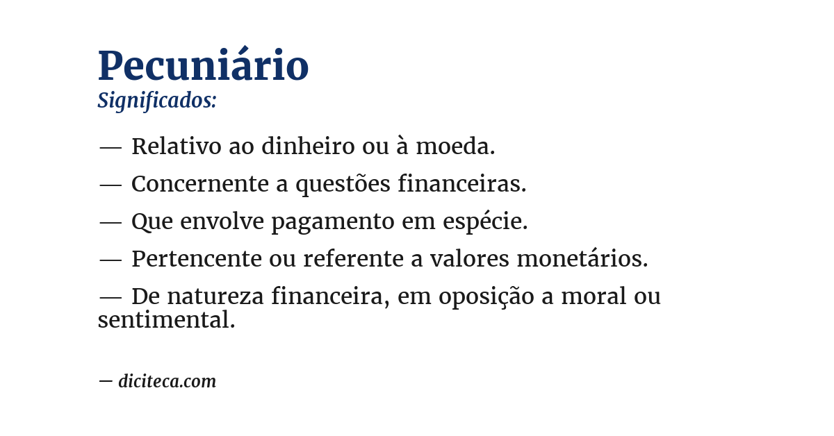 Significado de pecuniário